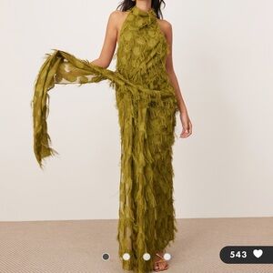 Elegant Olive Green Halter Dress